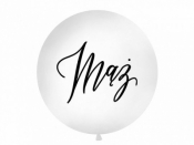 Balon gumowy Partydeco 1 m, Mąż, biały biała 1000 mm (OLBON23D-008)