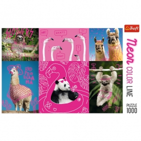 Trefl, Puzzle Neon Color Line 1000: Szalone zwierzaki (10594)