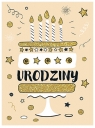 Karnet B6 Urodziny - Tort brokat