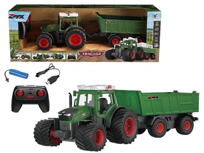 Traktor z przyczepą R/C ze światłem