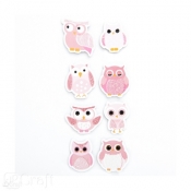 Naklejki brokatowe 3D mądra sowa 8szt.pink DPNB-034