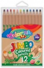 Kredki jumbo, naturalne drewno 12 kol.