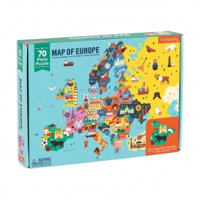 Mudpuppy, puzzle 70: Mapa Europy z elementami w kształcie państw (MP51943)