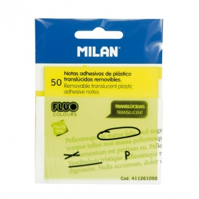 Karteczki samoprzylepne żółte MILAN FLUO przezroczyste 76 x 76 mm, 50 szt.