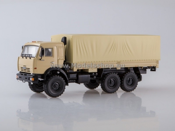 KAMAZ-43118 6x6 Flatbed Truck with Tent (beige) (101944p)