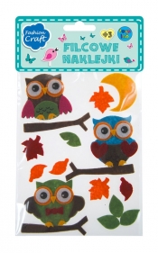 Filcowe naklejki sowy 12 sztuk naklejek (113-0132) - <br />