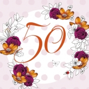 Karnet Swarovski kwadrat Urodziny 50 kwiaty (CL1450)