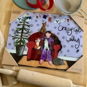 Szklana deska ozdobna Crazy Cat Lady Kociara Święt