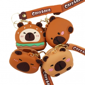 Mini portfelik silikonowy z zawieszką - Kapibara