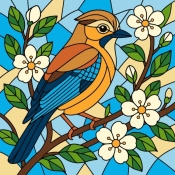 Malowanie po numerach - Witraż. Sójka 30x30cm