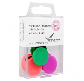 Magnesy neonowe mix kolorów 24mm - 6 szt. (VO5024KM6-99N)