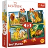 Trefl, Puzzle 4w1: Przygody Króla Lwa (34605)