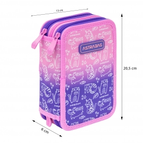 Astrabag, Piórnik Jumbo potrójny z wyposażeniem - Kitty, AC31