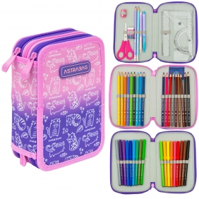 Astrabag, Piórnik Jumbo potrójny z wyposażeniem - Kitty, AC31