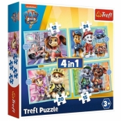 Trefl, Puzzle 4w1: Psi Patrol - Wesołe pieski (34394)