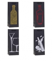 Torebka ozdobna na butelkę 12x36x9cm mix ROZETTE