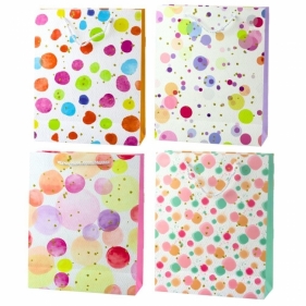 Torba prezentowa 32x26x10cm Kropki pastel MIX