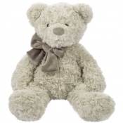 MASKOTKA MIŚ CHARLIE ECRU Z KOKARDĄ 26 CM 12872