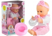 Lalka Bobas z nocnikiem i butelką pije sika