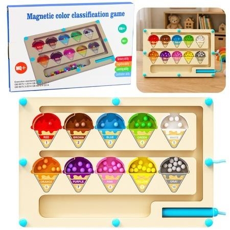 Labirynt magnetyczny drewniany sorter kolorów