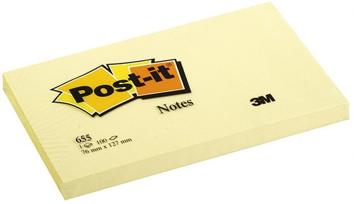 Bloczek samoprzylepny POST-IT 127x76mm 100 kartek żółty