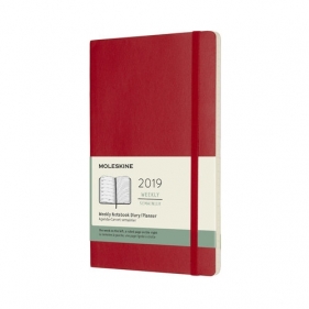 Kalendarz 2019 tygodniowy Moleskine 12M L miękka oprawa, czerwony szkarłatny