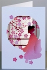 Karnet PM694 wycinany + koperta Kobieta i kwiaty