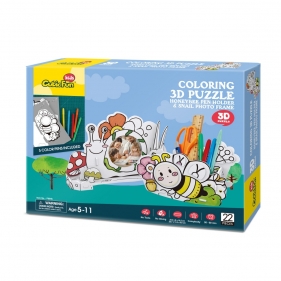 Puzzle 3D: Zestaw do kolorowania - pszczółka i ślimak - ramka i stojak na długopisy (306-20694)
