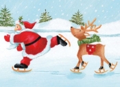 Karnet B6 z kopertą Święta Santa Skating with a Deer