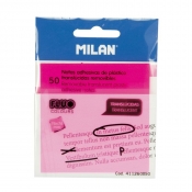 Karteczki samoprzylepne różowe MILAN FLUO przezroczyste 76 x 76 mm, 50 szt.
