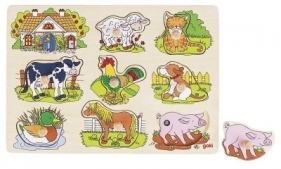 Dźwiękowa układanka z uchwytami - zwierzęta wiejskie (GOKI-57895)