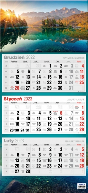 Kalendarz 2023 trójdzielny płaski mix2 KTT2