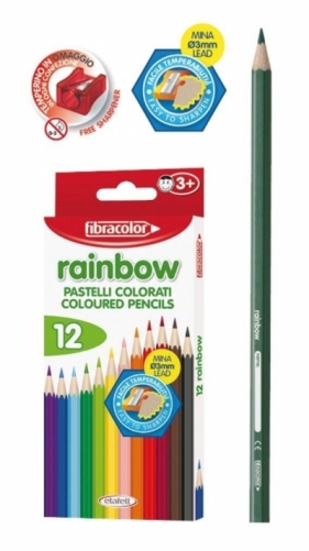 Kredki Rainbow 12 kolorów + temperówka
