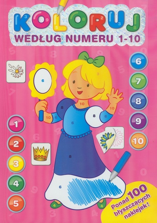 Koloruj według numeru 1-10 Księżniczka