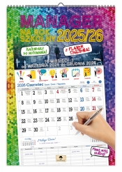 Kalendarz ścienny jednostronny A3 - Menager na rok szkolny 2025/2026 z planem tygodnia