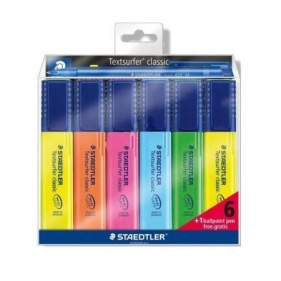 Zakreślacze Staedtler Textsurfer Classic, 6 kolorów + długopis