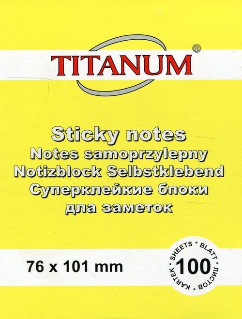 Notes samoprzylepny 76x101 mm żółty