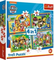 Trefl, Puzzle 4w1: Wakacyjny Psi Patrol (34395)