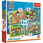 Trefl, Puzzle 4w1: Wakacyjny Psi Patrol (34395)