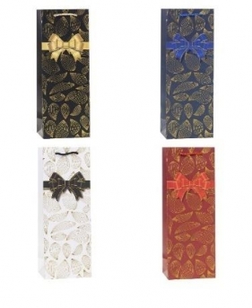 Torebka ozdobna na butelkę 12x35x9cm mix ROZETTE