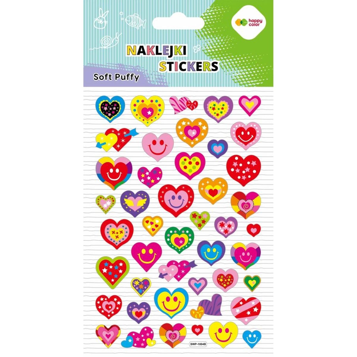 Naklejki 3D Soft Puffy - Smiling Hearts, 11.0x20.5 cm, Happy Color