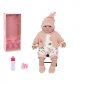 Lalka Adar bobas 45cm, smoczek + butelka, z dźwiękiem: śpiewa i mówi po polsku, pudełko (519954)