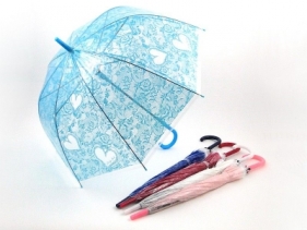 Parasol Adar przezroczysty, ażurowy, wzór koronka w serca średnica 85 cm, długość 80 cm (512955)