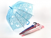 Parasol Adar przezroczysty, ażurowy, wzór koronka w serca średnica 85 cm, długość 80 cm (512955)