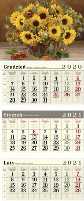Kalendarz 2021 Trójdzielny Słoneczniki CRUX