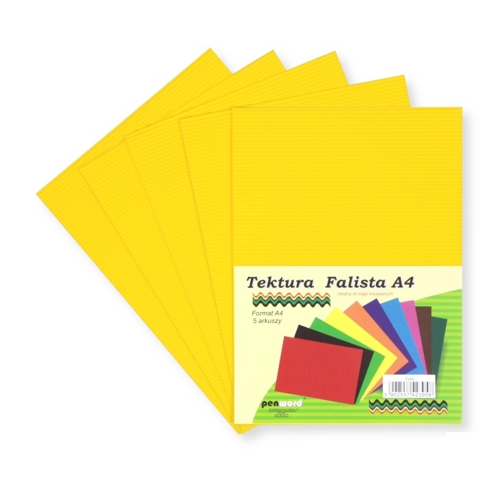 Tektura A4 falista żółta 5szt