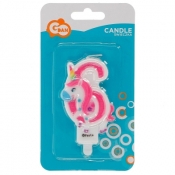 Świeczka urodzinowa Godan cyferka 6 z jednorożcem 7,8cm (PF-SCJ6)