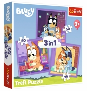 Trefl, Puzzle 3w1: Poznaj Bluey (34895)