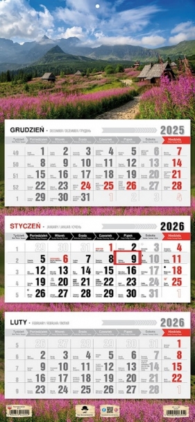 Kalendarz 2026 trójdzielny płaska główka - Tatry
