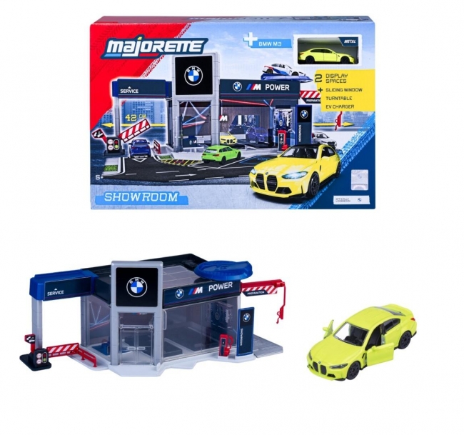 <img src='https://webimage.pl/pics/959/9/d3467452079959.jpg' style='height:440px' /> Majorette BMW Showroom + 1 auto